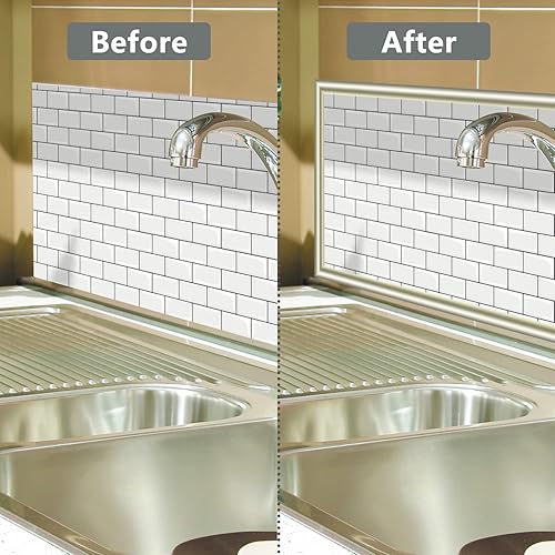 Miniatura 5 de STICKGOO Paquete de 10 bordes de azulejos y 10 hojas para salpicaduras para despegar y pegar