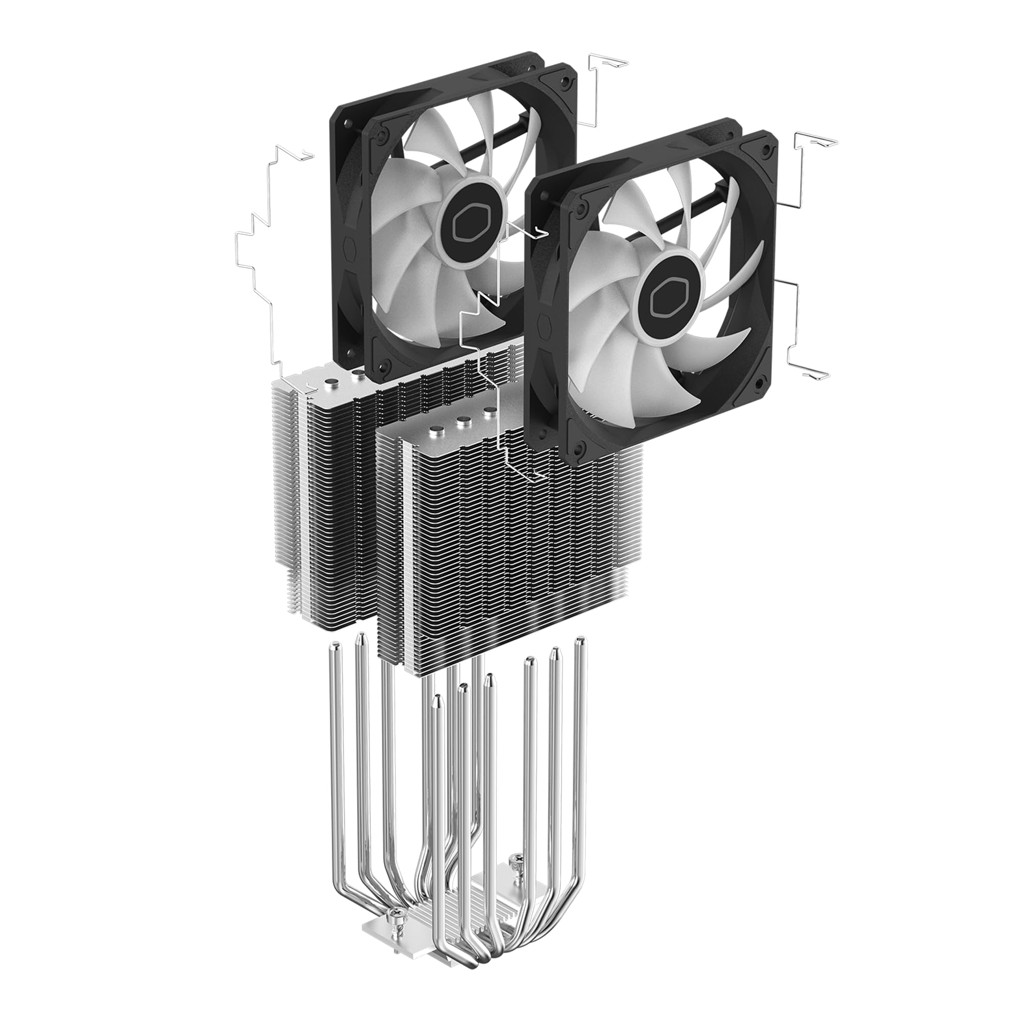 Cooler Master Hyper CPU Cooler, SickleFlow 120 Edge PWM Fan, Aluminum Top Cover, 4 Copper Heat Pipes, 152mm Tall, AMD Ryzen AM5/AM4, Intel LGA 1851/1700/1200 Brackets