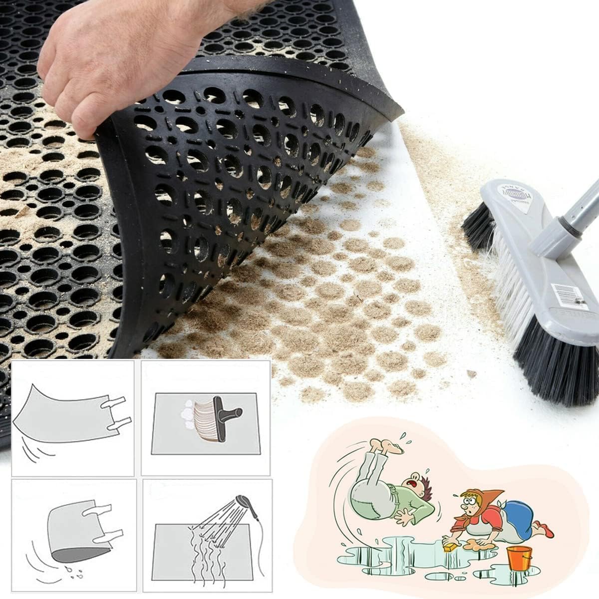 Ringgummimatte 150 x 90 x 0.3cm Gummimatte, rutschfest Wabenmatten, Arbeitsplatzmatte, Küche Drainage Matte, Gummi-Bodenmatte, Gelochte Fussmatte, für Heim, Eingangsbereich, Geschäftsräume