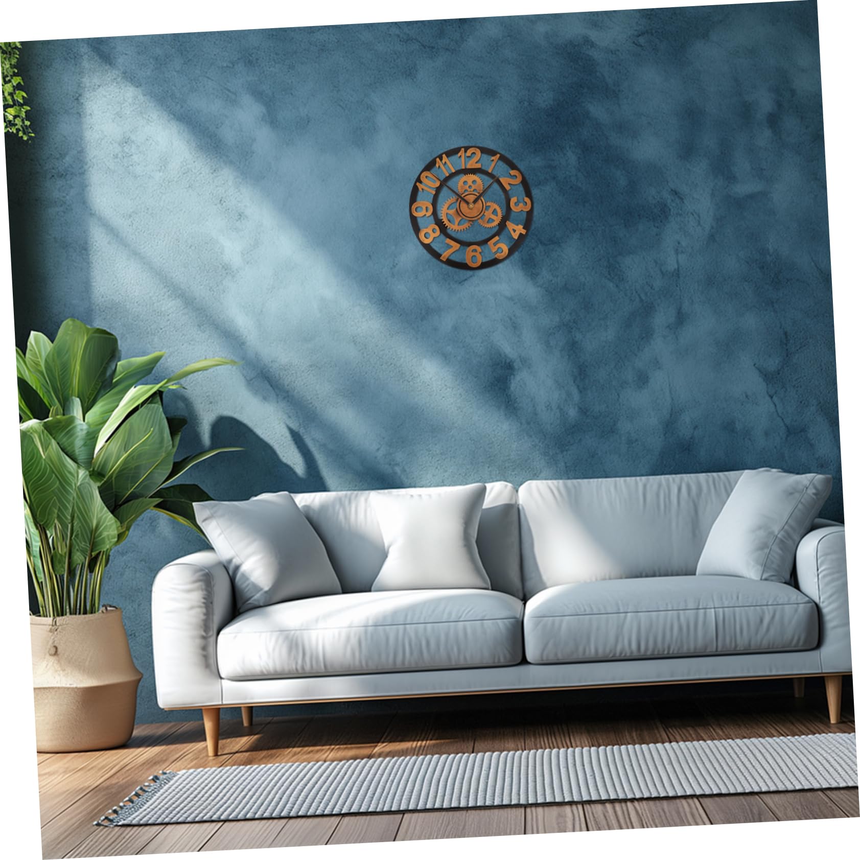 Cabilock Reloj de Pared Decorativo Industrial de Madera Engranajes, Silencioso y Fácil de Limpiar, Adecuado para Hogar u Oficina