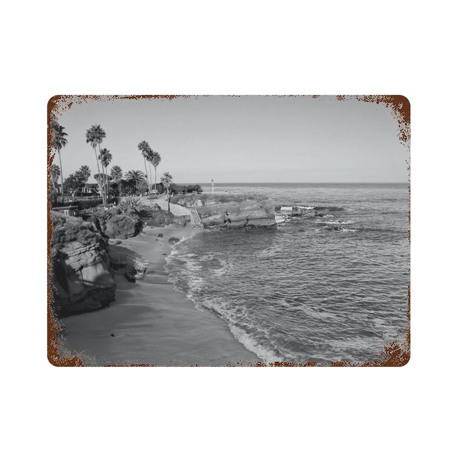 xiaoxiaoshen Black And White La Jolla Photo Decor San Diego Wall Decor Art Metal Tin Poster Modern Home Decor Art Home Bar Shop Decorations Vintage Sign 30x40cm
