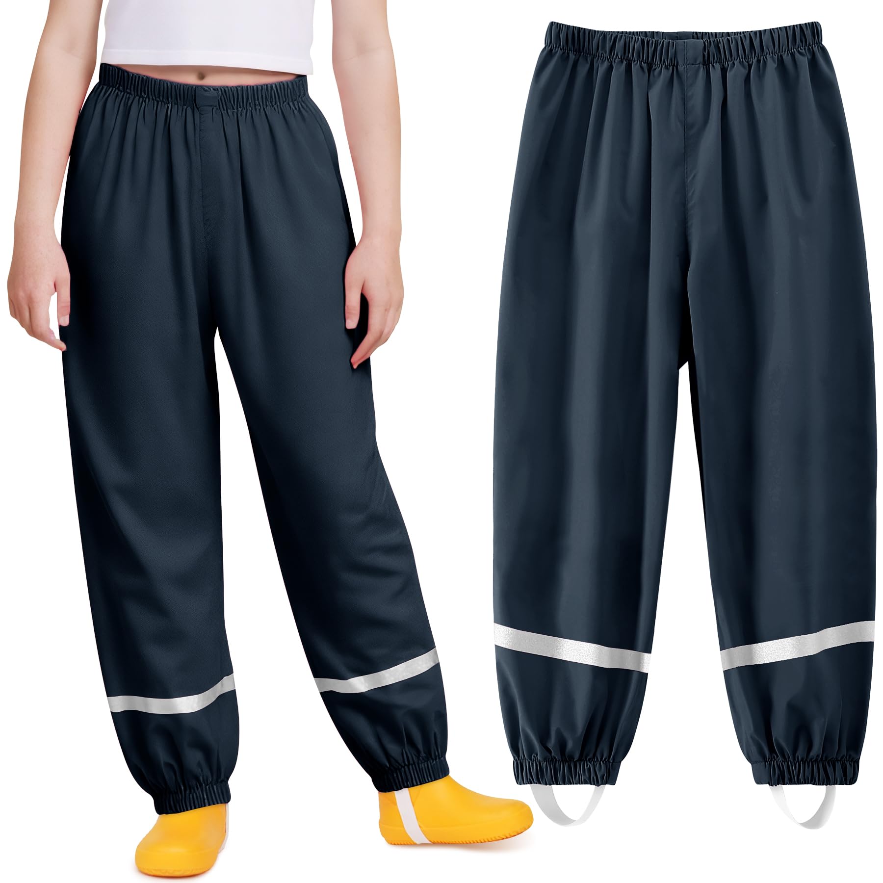 Baogaier Pantaloni Impermeabili Bambino Bambina, Unisex Ragazzi Ragazze Traspirante Antipioggia Antivento Salopette Arancio Leggero con Striscia Riflettente Bambini Pantaloni 1-2 Anni