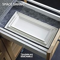 Vista 6 de Sweese Serving Platter, 15.5/13.8/11.7 Inch Rectangle Porcelain Serving Trays, Serving Dishes for Entertaining, White Platters for Serving Food