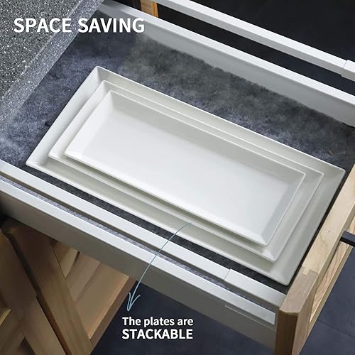 Miniatura 6 de Sweese Paquete de 2 platos rectangulares de porcelana, color blanco de alto grado duradero profesional, blanco nan 3.0 unidades