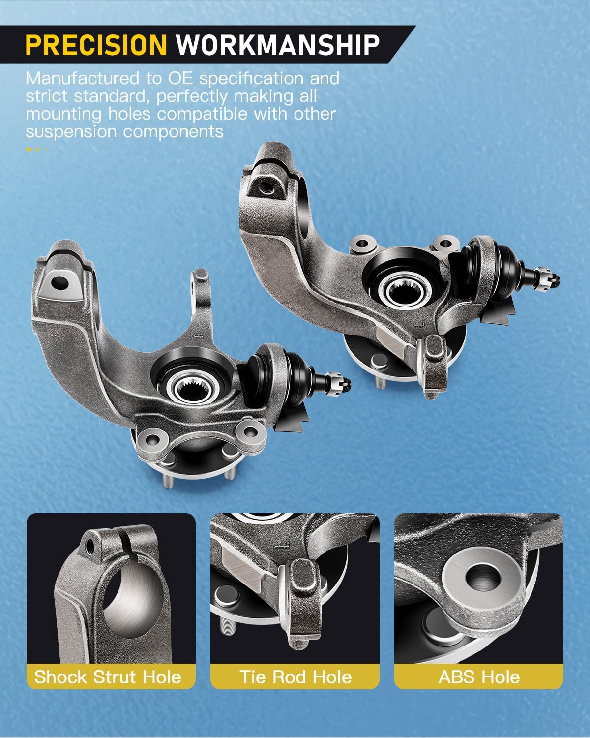 OCPTY Wheel Hub Bearing Steering Knuckle Assembly Pair Front Driver and Passenger Side 2011-2013 Fit for Ford Transit Connect 2.0L LK013 LK014