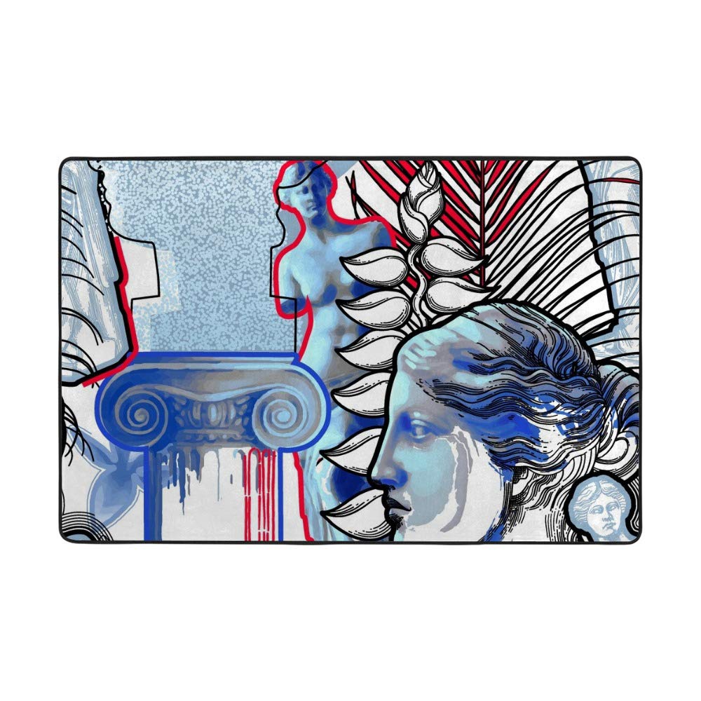 Tapis exotique moderne Venus Bleu en velours corail doux et facile à nettoyer