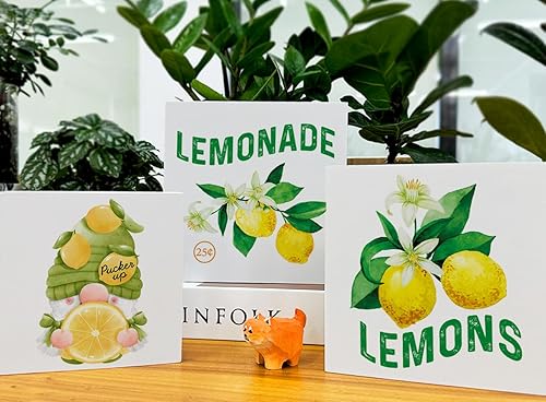 Miniatura 4 de Decoración de limones de verano para el hogar, granja, limonada de limón, bandeja escalonada, decoración de 3 piezas de madera, letreros decorativos