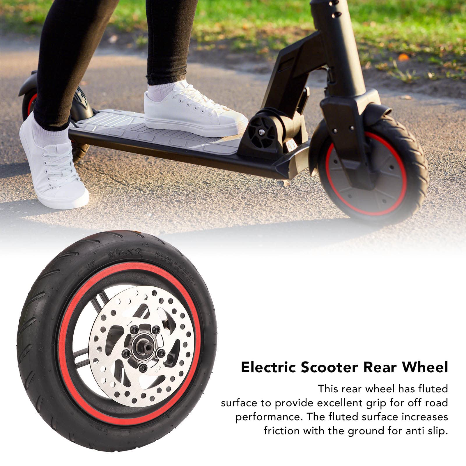 Ruota posteriore per scooter elettrico con disco freno da 120 mm Pneumatico rosso per Xiaomi PRO PRO2 M3