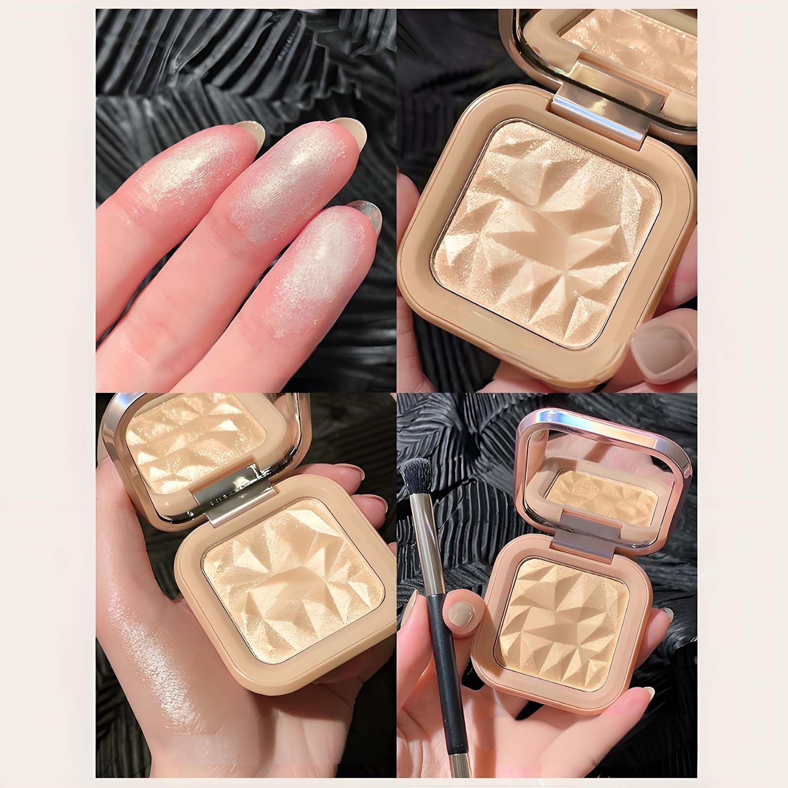 Champagne Glow Highlighter Powder with Brush, Silky Smooth Face Highlighter Makeup - Image 3