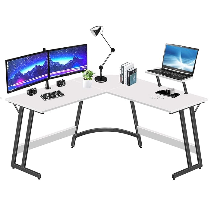 Buy LUFEIYA L Shaped Desk White Corner Computer Desks for Small Space