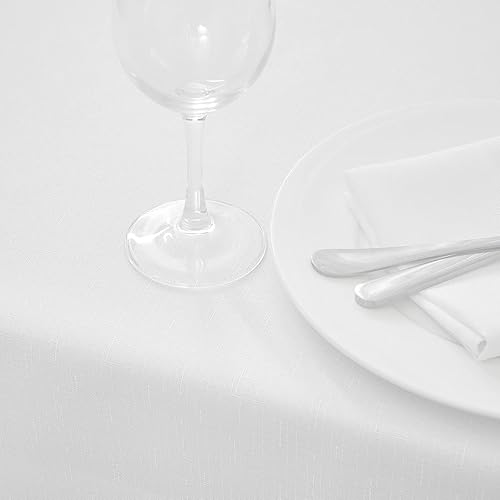 Miniatura 2 de Mebakuk - Mantel redondo, tela de imitación del lino, antiderrames, antiarrugas y no encoge, mantel decorativo, ideal para cenas o para exteriores,