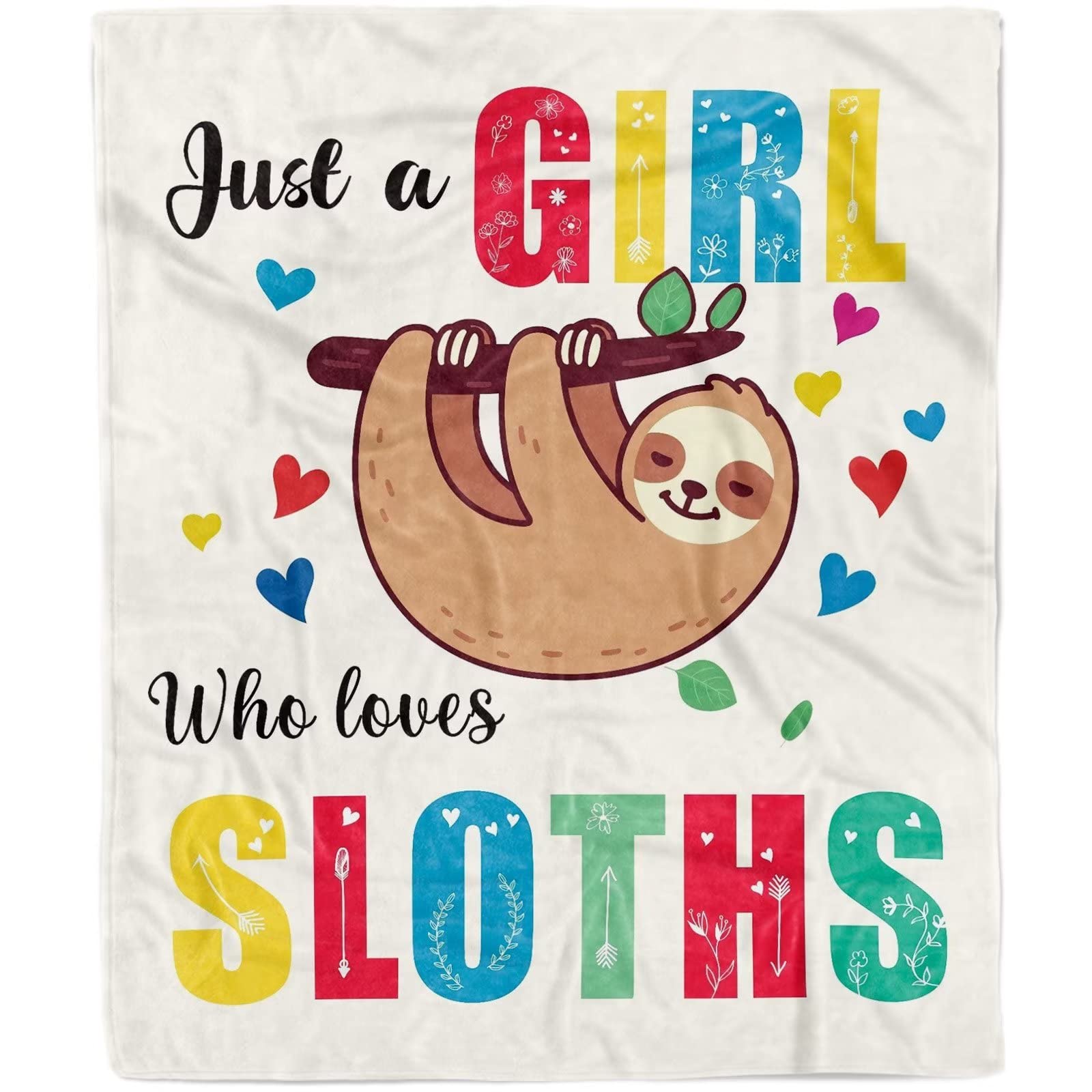 KEPMOV Just A Girl Who Loves Sloths Blanket, Sloth Blanket for Girls Gifts for Sloth Lovers Women, Soft Flannel Throw Blanket Sloth Lover Gifts for Teenage Girls Women Best Gifts for Sloth Lover
