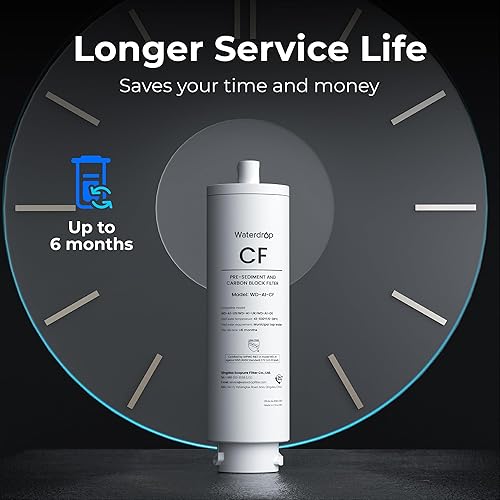 Miniatura 8 de Waterdrop Filtro de repuesto para dispensador de agua caliente y fría de ósmosis inversa de encimera, 6 meses de vida útil