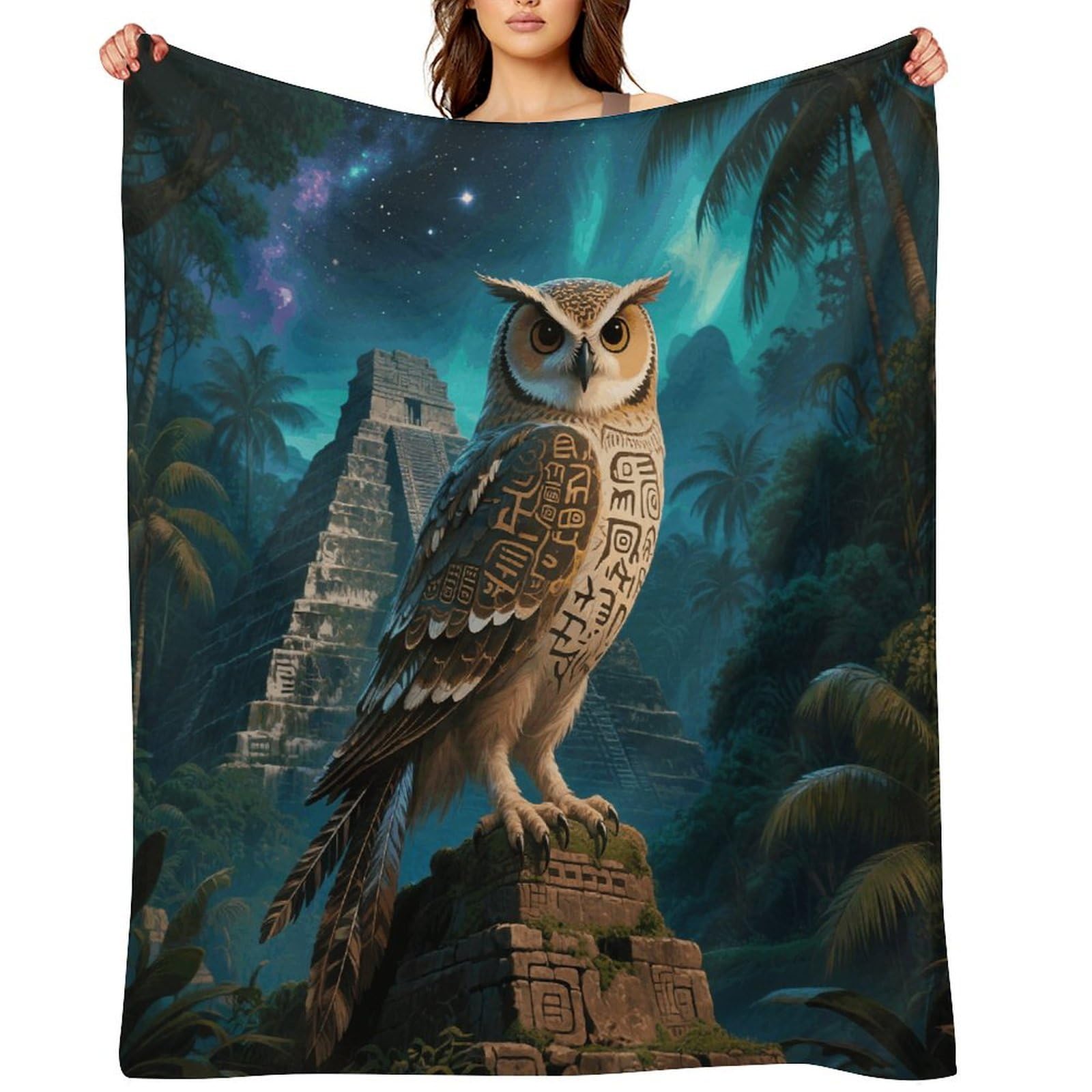 Maya Owl Throw Blanket for Couch and Bed Super Soft Warm Lightweight Throw Blankets Cozy Fuzzy Flannel Blanket Personalized Decorative Blankets for Sofa Decor 40"x50"