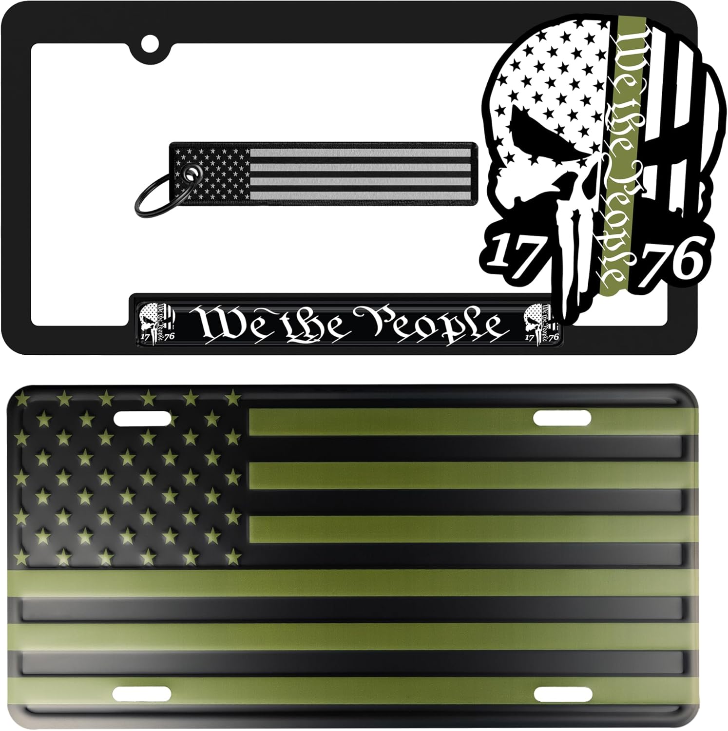 Our Future Nation We The People Military Tribute License Plate, Frame, Key Tag & Sticker Combo