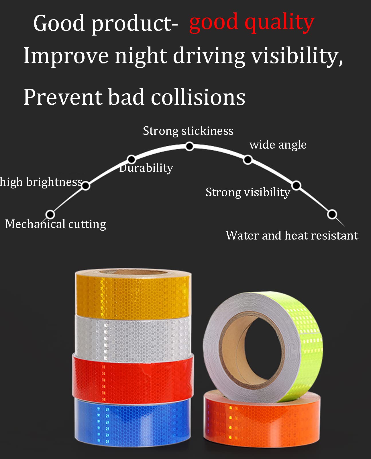 Cinta reflectante amarilla fluorescente, adhesivo de advertencia de seguridad de 2 x 9.8 pies para visibilidad nocturna, banda adhesiva reflectante de alta visibilidad para uso en exteriores