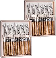 Vista 4 de (D) Laguiole Jean Dubost cubiertos, juego de cubiertos de 12 piezas en una bandeja 2 PACK (negro)