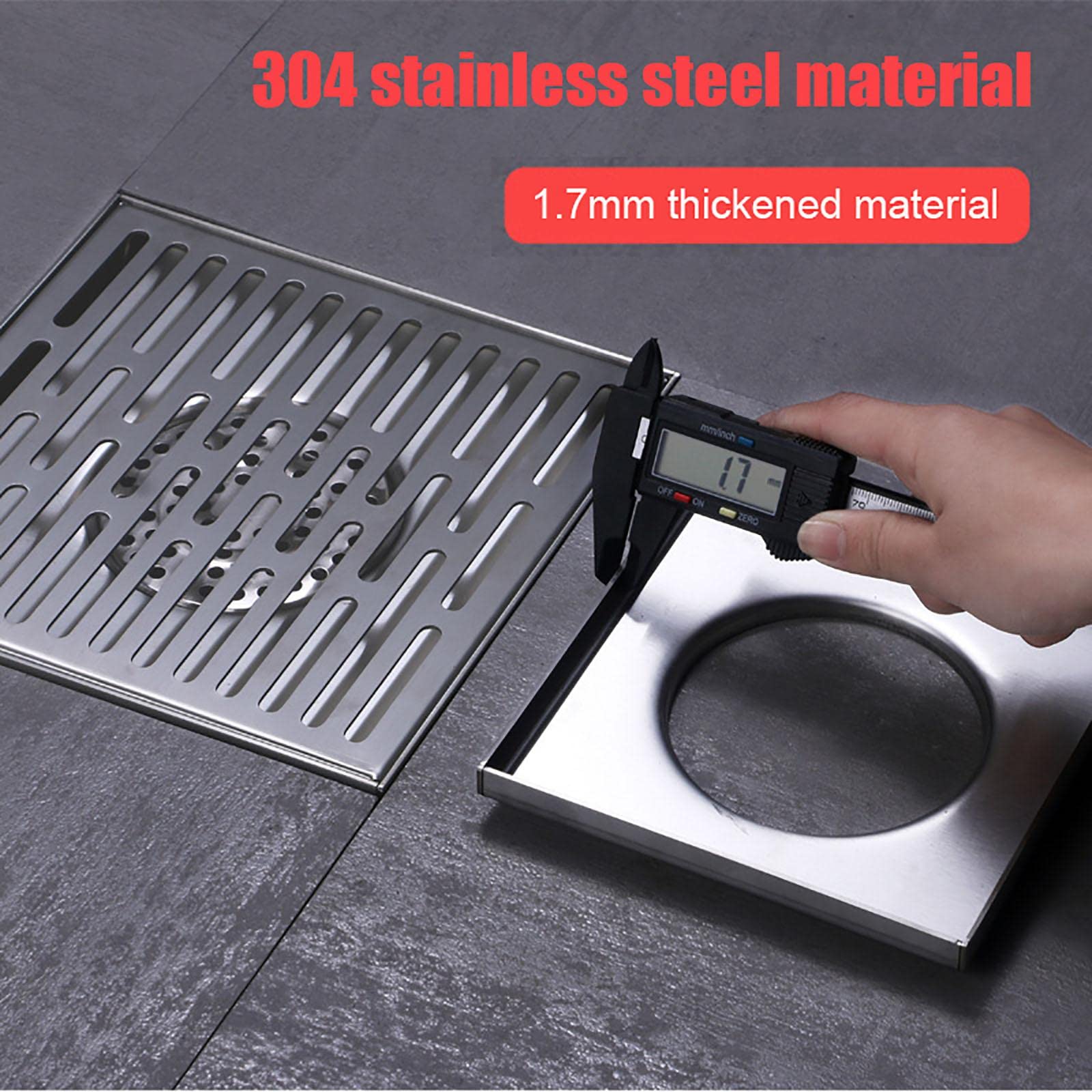 Piletta a pavimento quadrata in acciaio inox 304, piletta doccia, patio esterno misura grande 15 antiodore 15X15 sedicente