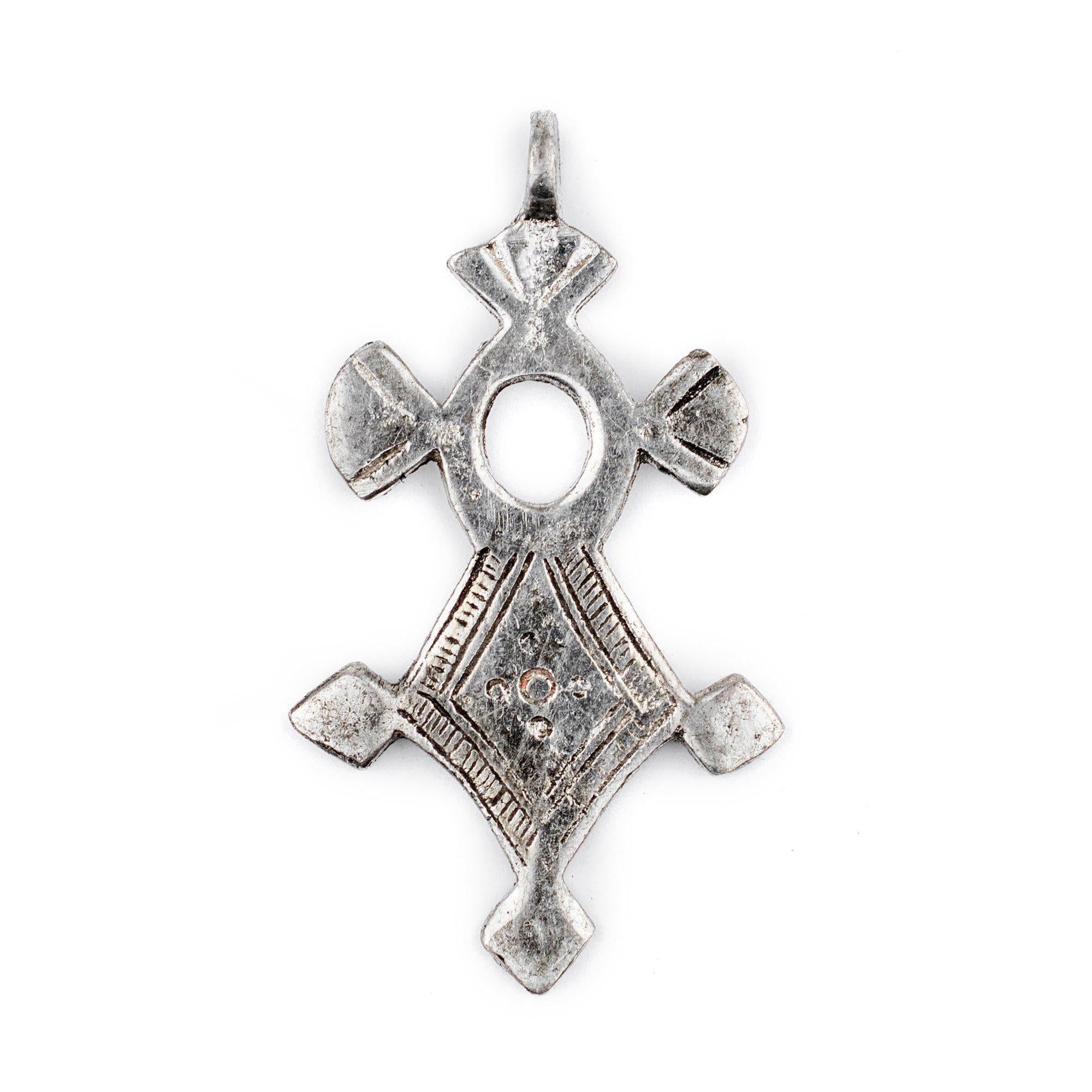 TheBeadChest Agounit Silver Moroccan Tuareg Cross Pendant (32x56mm): North African Tribal Berber Moroccan Sahara Pendant for Jewelry