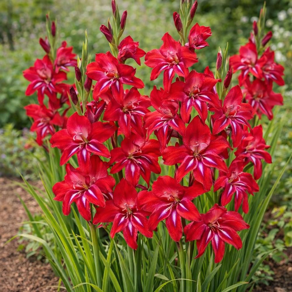 10 x Hardy Gladiolus Robinetta – Up to 7 Red Blooms Per Stem – Summer Flowering Bulbs – Fragrant Cut Flowers – Attracts Pollinators – for Your Beautiful Garden