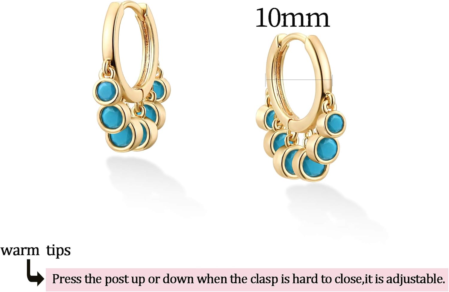 BENEIGE Gold Dangle Huggie Hoop Earrings for Women 14k Gold Plated Dainty Dangle Hoops Earrings Boho Beach Handmade Hypoallergenic Jewelry Gift - Image 5