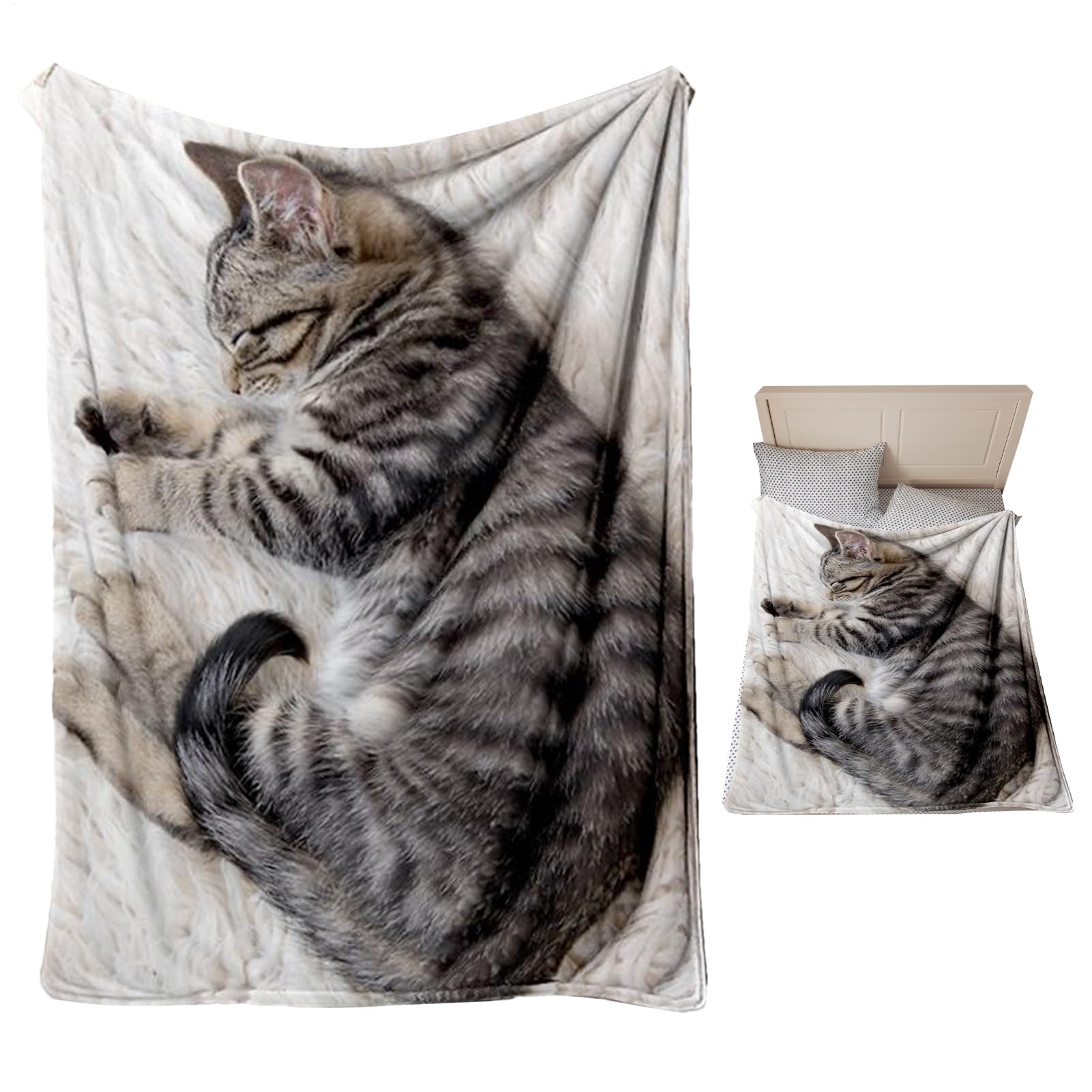 Manta de franela | Manta de franela para gatos manta cálida de invierno,accesorios de cama cálida decoración de la habitación para los amantes de los gatos invierno