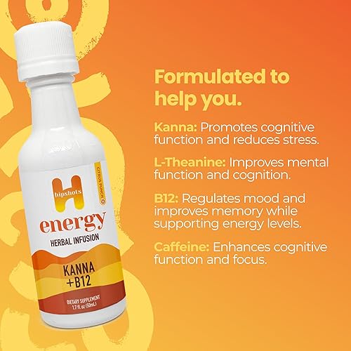 Miniatura 6 de Hipshots Disparos energéticos para apoyo energético - Natural con Kanna, B12, L-teanina y 200 mg de cafeína. (Paquete de 12)