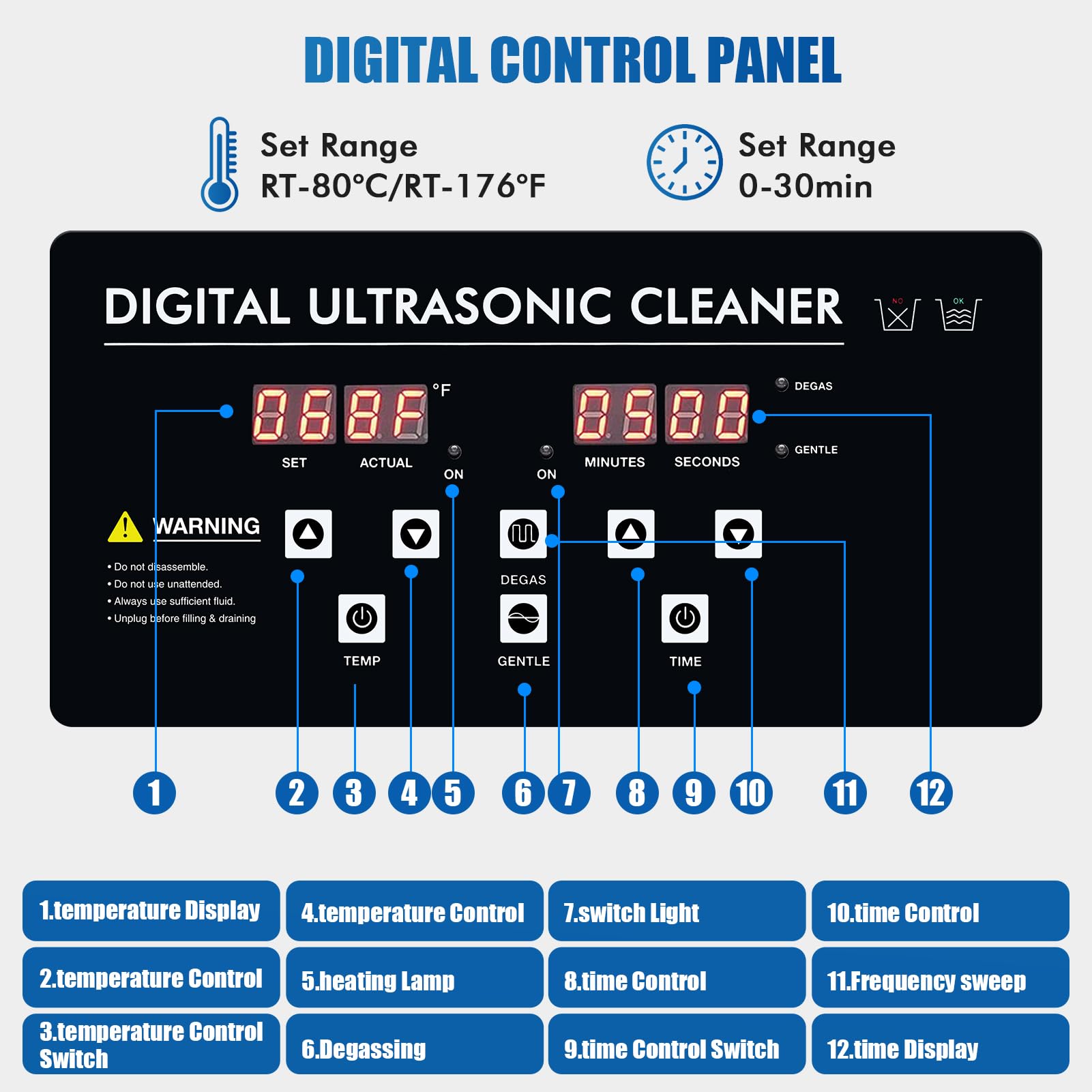 3L Pulitore ad Ultrasuoni con Riscaldamento e Timer, 40KHz 120W Lavatrice ad Ultrasuoni con Cesto & Coperchio, Interno in Acciaio Inox 304, per Attrezzi Pezzi Auto
