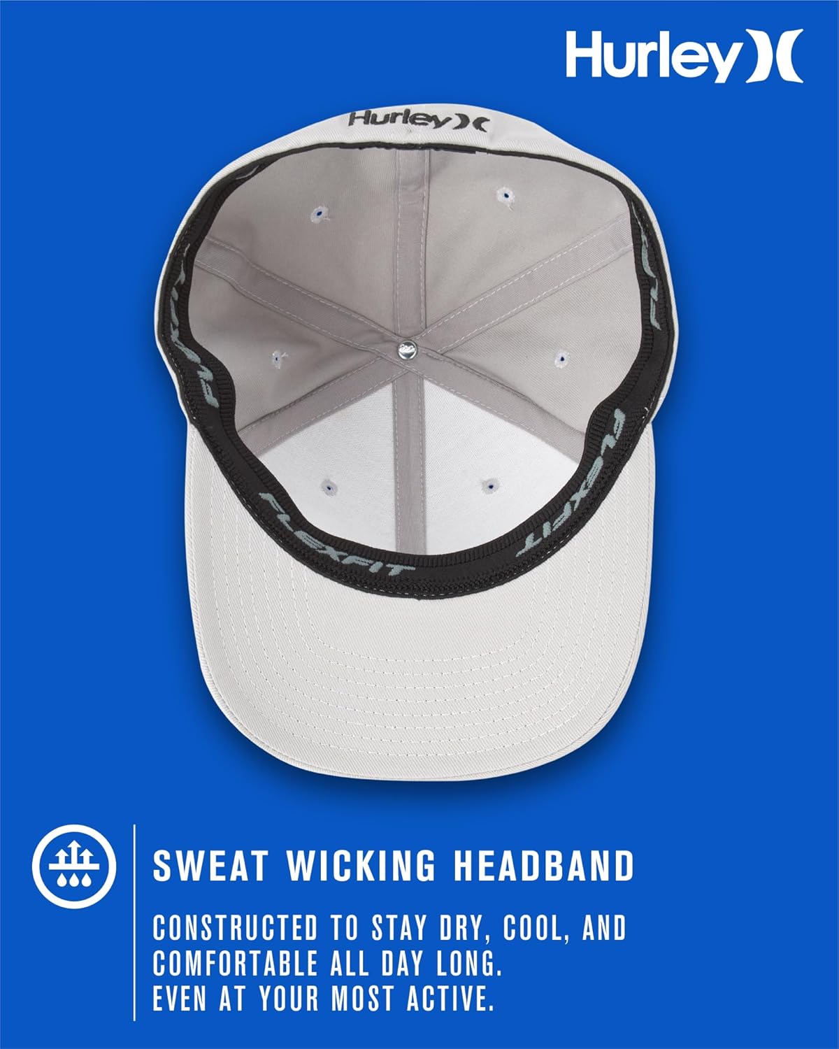 Hurley Men's Hat - Curved Brim Stretch Fitted Cap - Image 5