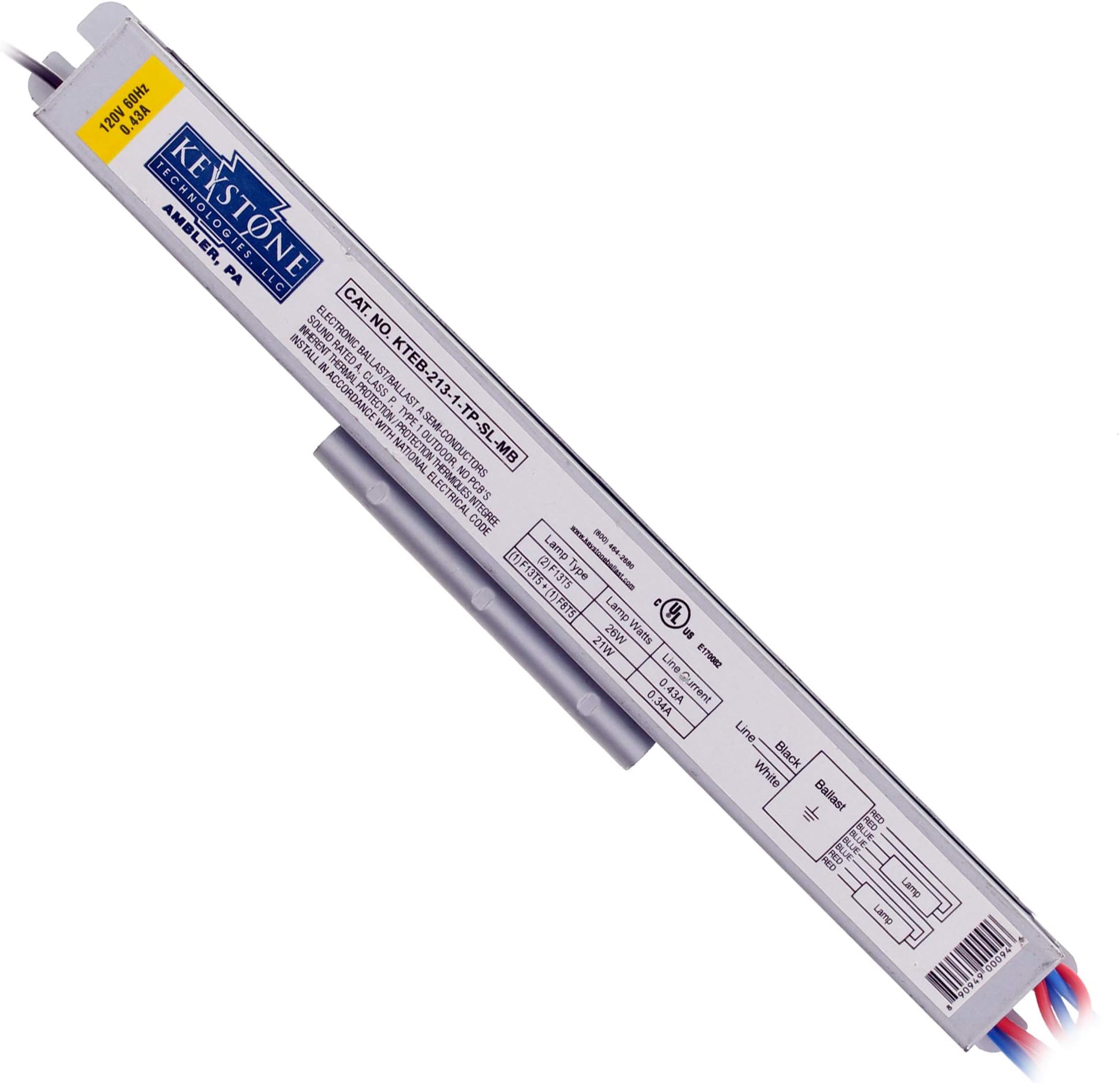 Keystone 00094 - KTEB-213-1-TP-SL-MB T5 Fluorescent Ballast