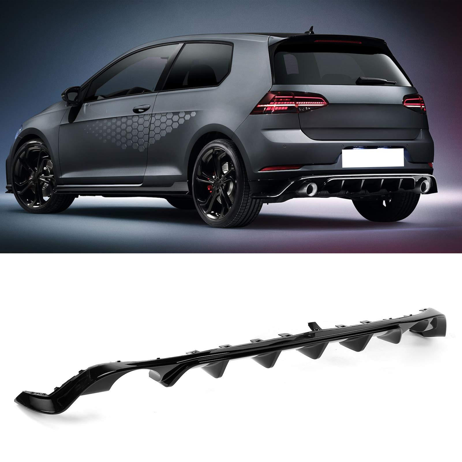 Kit grembiule diffusore paraurti posteriore MK7.5 TCR nero lucido 4 pinne stile adatto per MK7.5 Standard/GTD/R Facelift 2017-2020