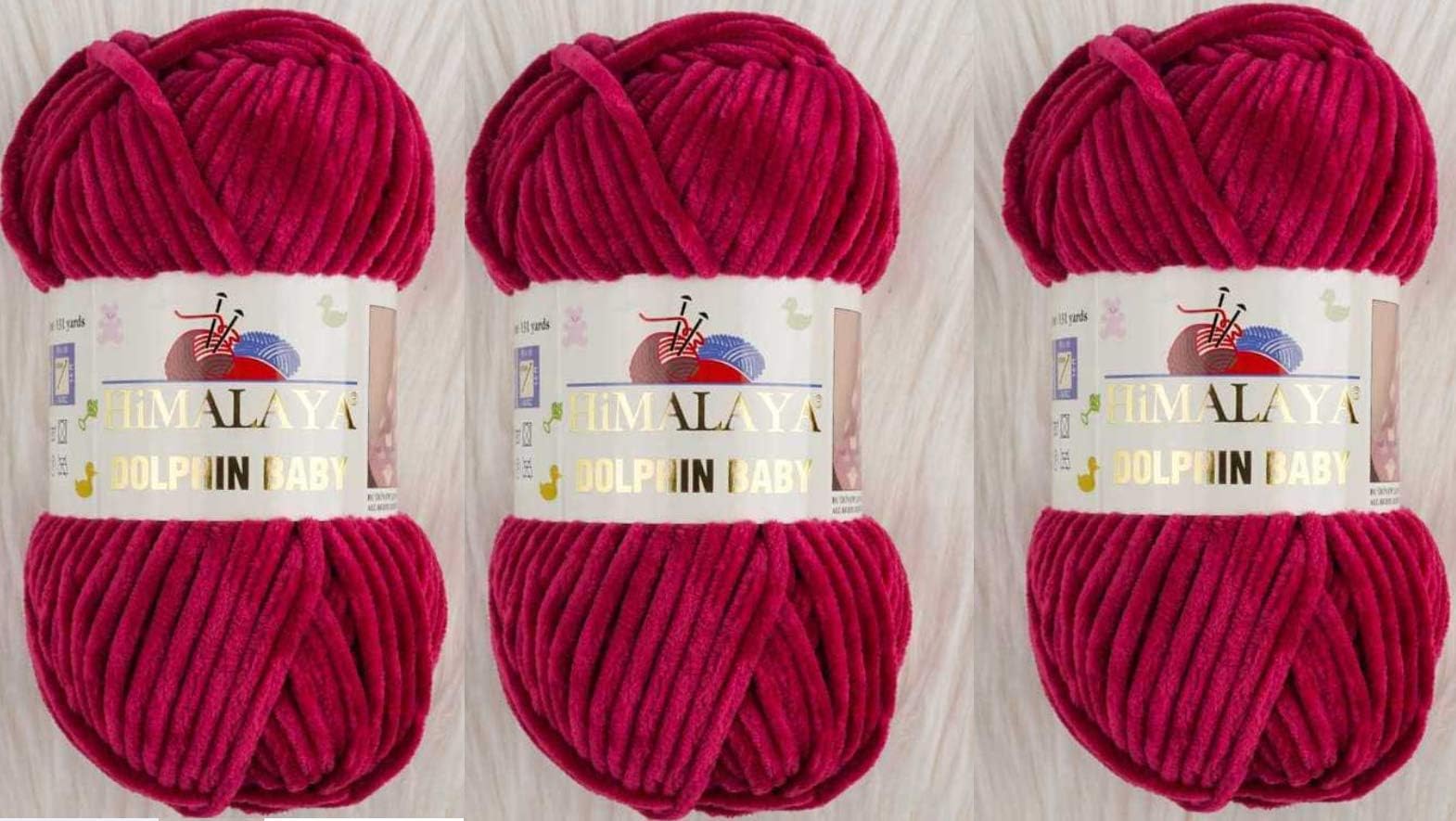 3 Skeins Himalaya Dolphin Baby Yarn 395 Yards 3x100gram Super Bulky Baby Blanket Yarn (80310)