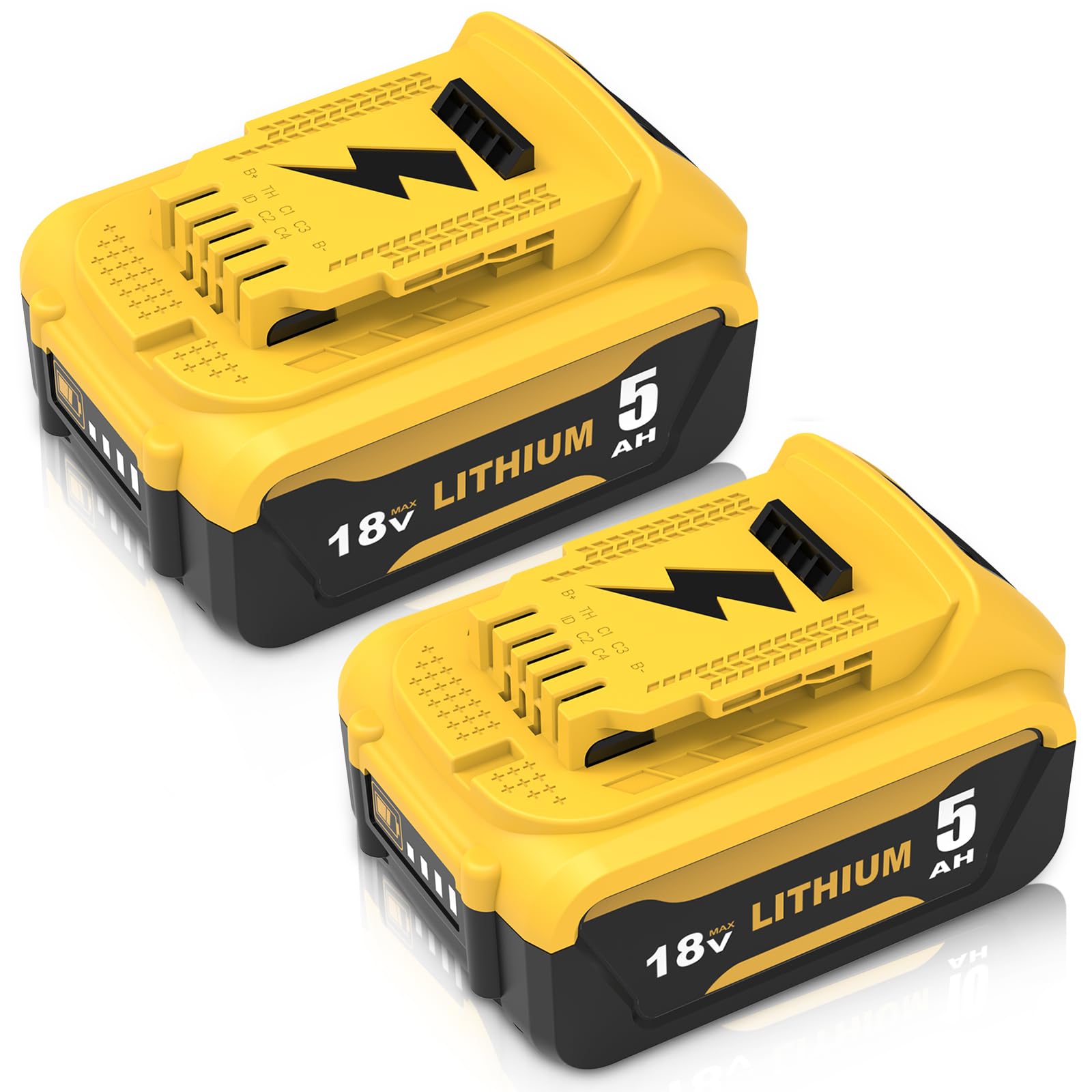 Dosctt 2Packs Compatible for Dewalt battery 18V 5ah DCB184 DCB182 DCB181 DCB180 DCB201 DCB200 DCB204 with LED Indicator — image 1