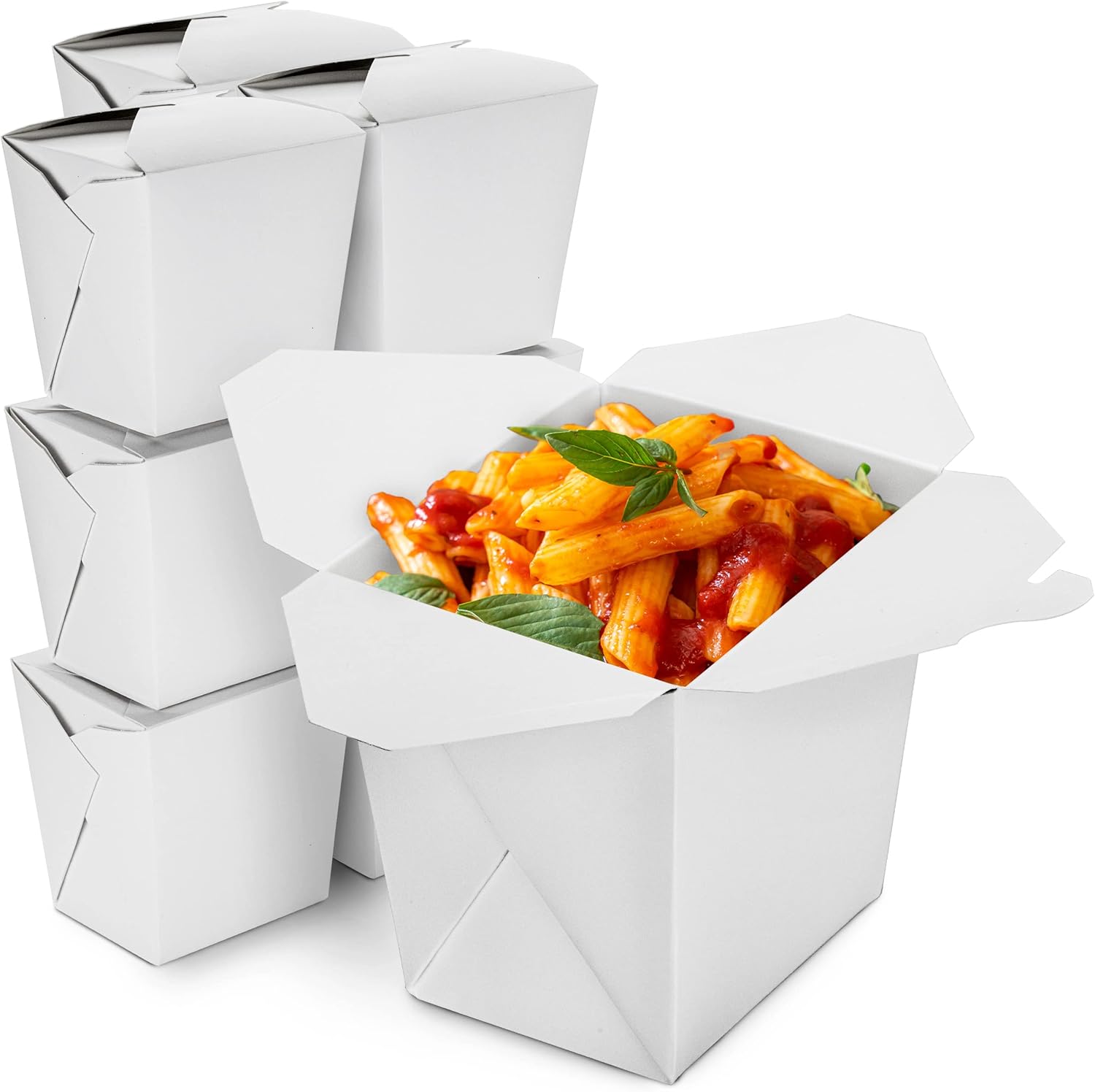 [50 Pack] Chinese Take Out Boxes 32 oz Plain White Chinese Food