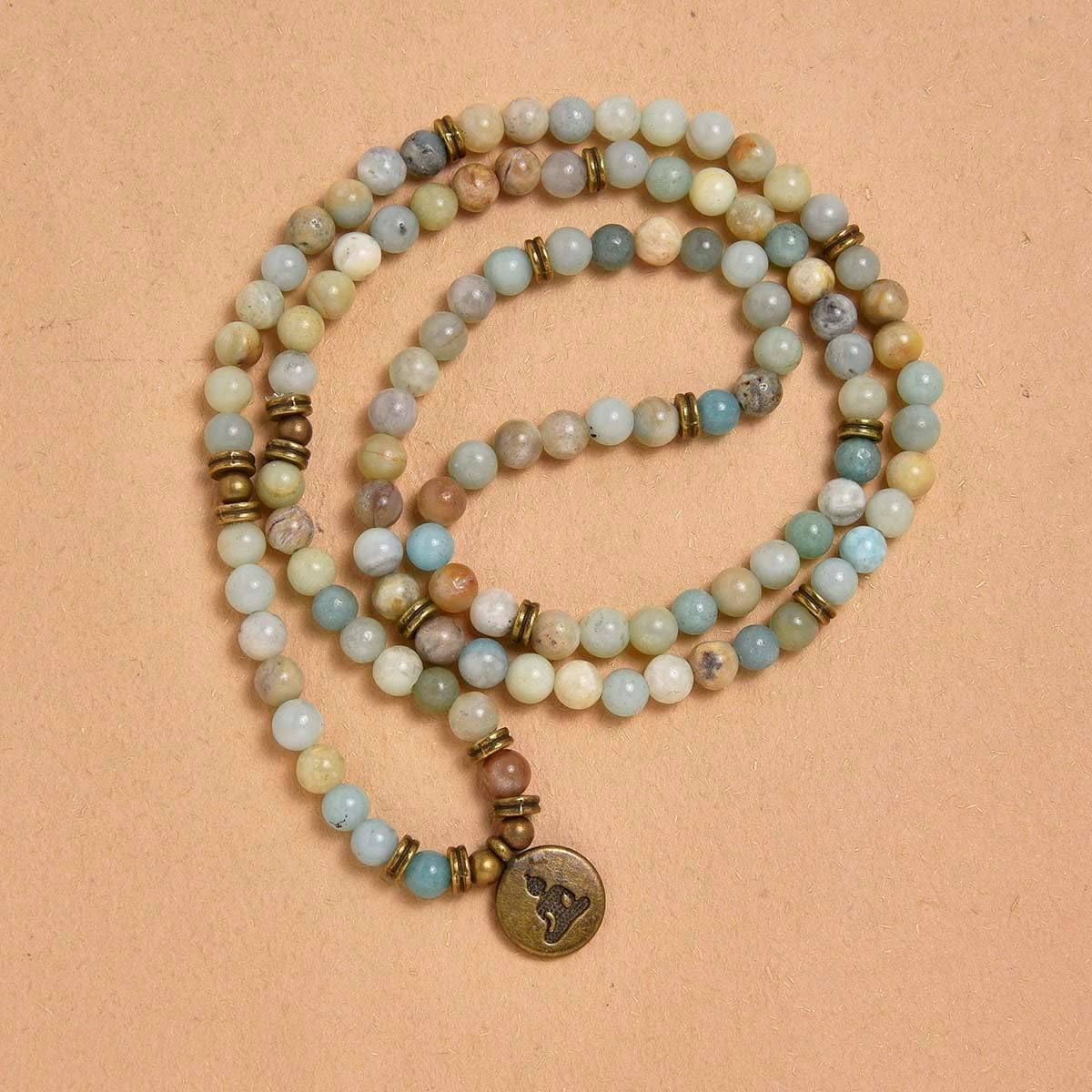 108 Mala Beads Bracelet Necklace with Yoga Symbol Buddha Charm – Gold-Plated Meditation Jewelry, Healing Stone, Ideal Spiritual Gift for Yoga & Meditation - Image 2