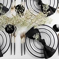 Vista 5 de Blue Sky Contrast Collection Clear With Black Rim Combo Plate Set - 7", 10" & 13" (24-Count) Round Plastic Disposable & Reusable Dinnerware for