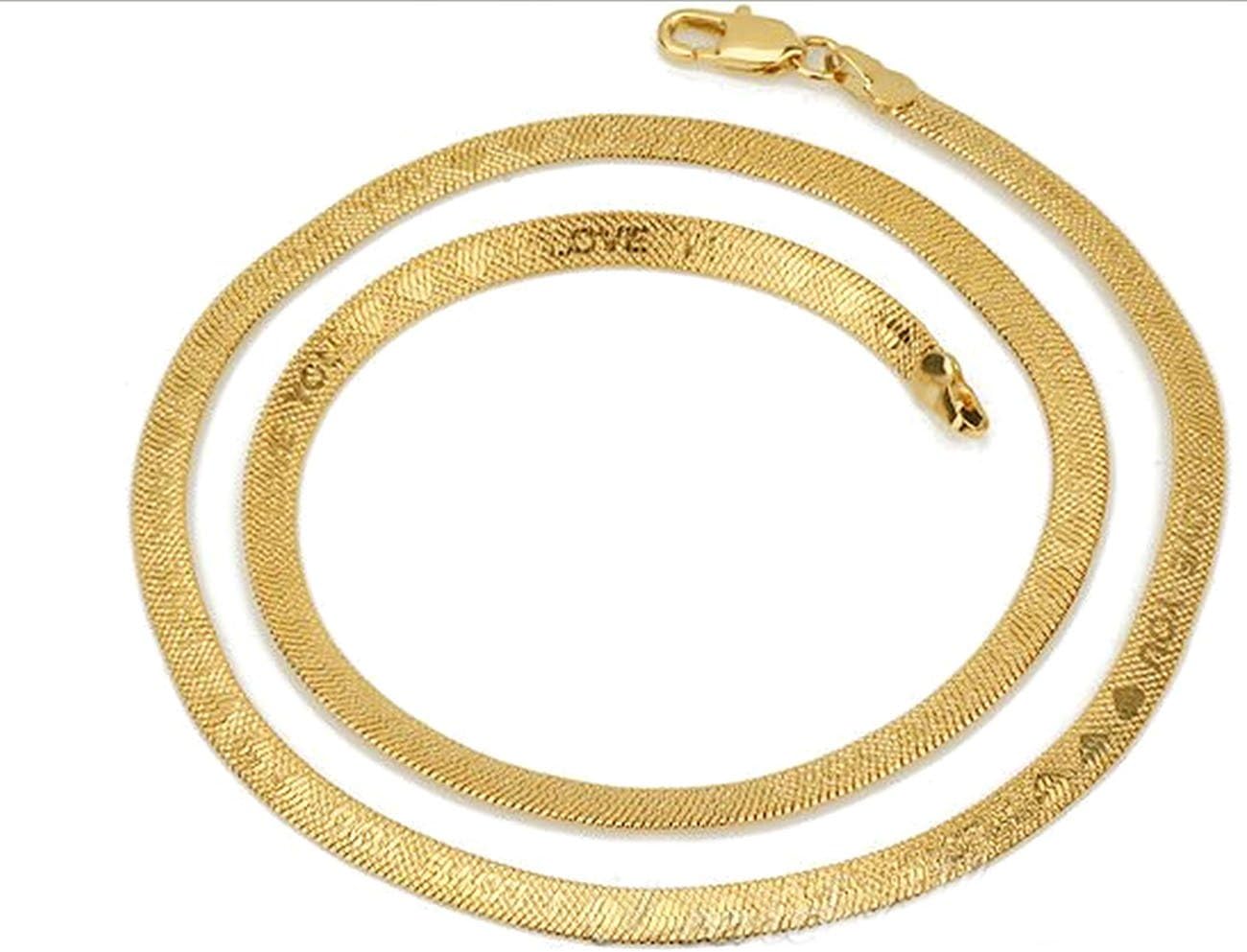 NP JEWELRY 18K Gold Herringbone Snake Chain Necklace "I Love You" 4 mm for Mens Womens Lover