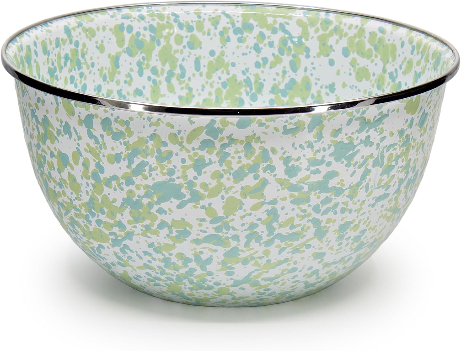 Golden Rabbit Enamelware Large Salad Serving Bowl, 4 quart, Modern Monet