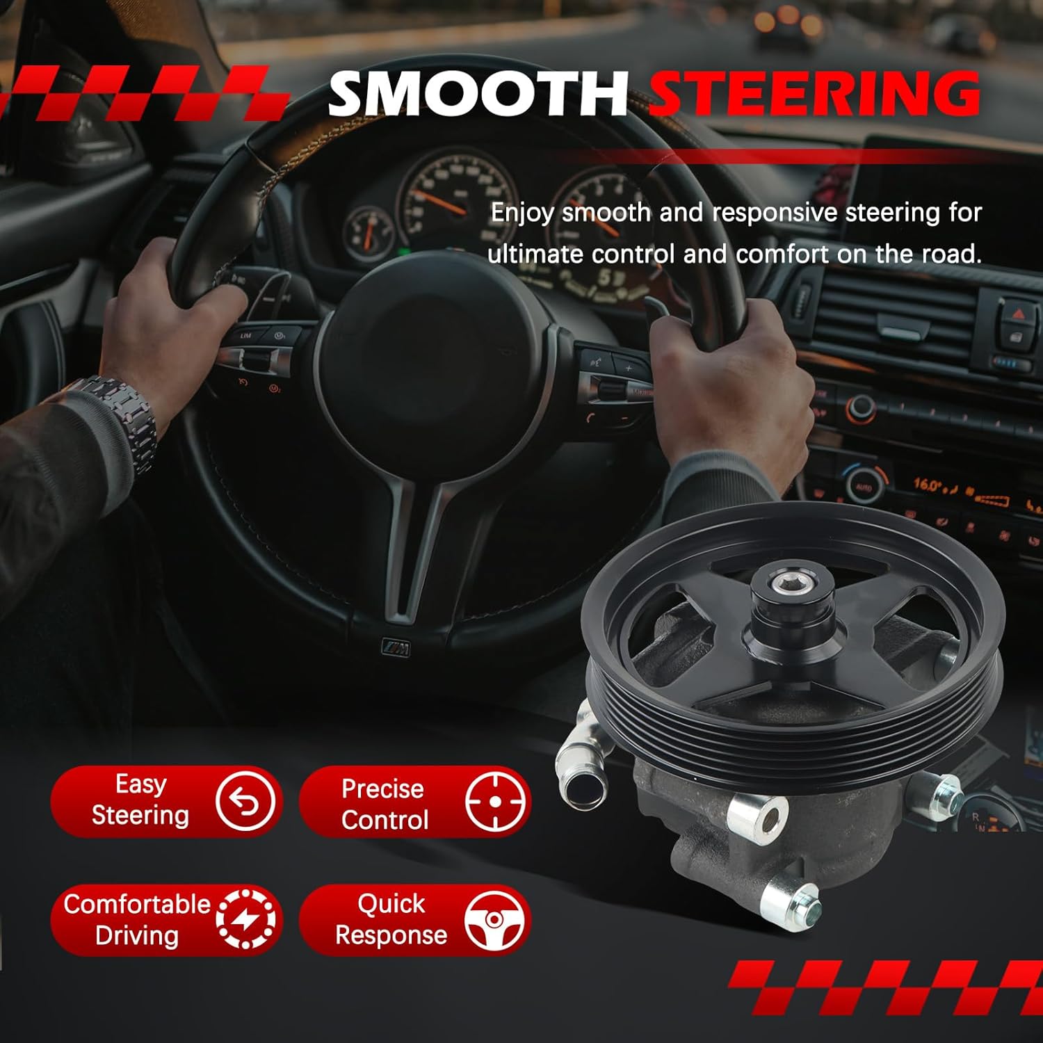 20-386 Power Steering Pump Fit for 2009 F-150 5.4L V8 FLEX & Lobo 5.4L V8 GAS, F-150 4.6L V8 GAS& Lobo 4.6L V8 GAS, Power Assist Pump Replace for 20-386, 20386P1, 20386
