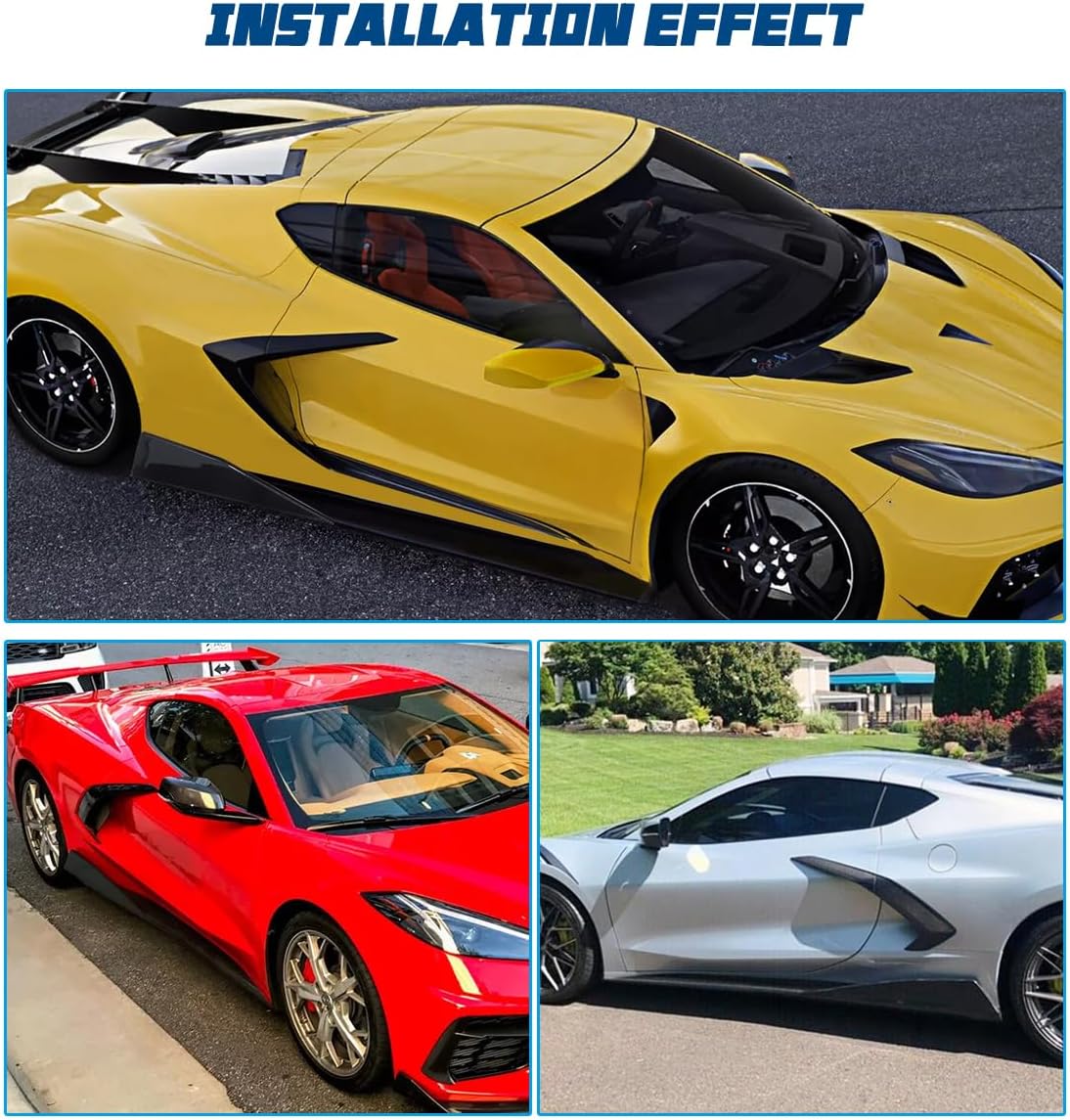 PAISEN Side Skirts Compatible with 2020 2021 2022 2023 2024 Corvette C8 Stingray & Z51，5VM Style Carbon Fiber Panel Guard Extension Panel Guard Body Kit 2PCS