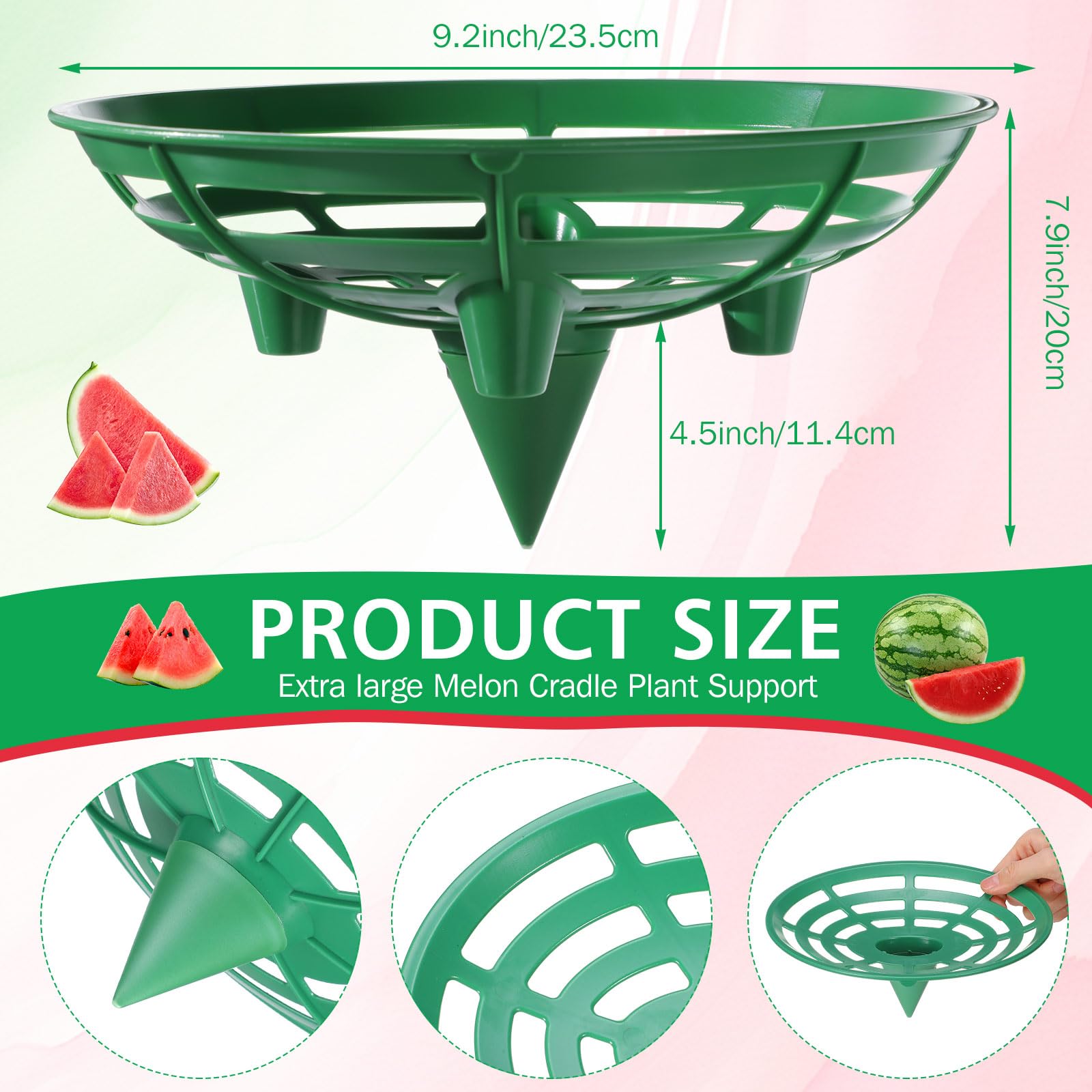 Irenare 24 supporti per meloni da 22,9 cm, supporto per piante da giardino, protezione per anguria e zucca, grande cesto per raccolta di zucche, supporto per anguria, può contenere fino a 20 libbre