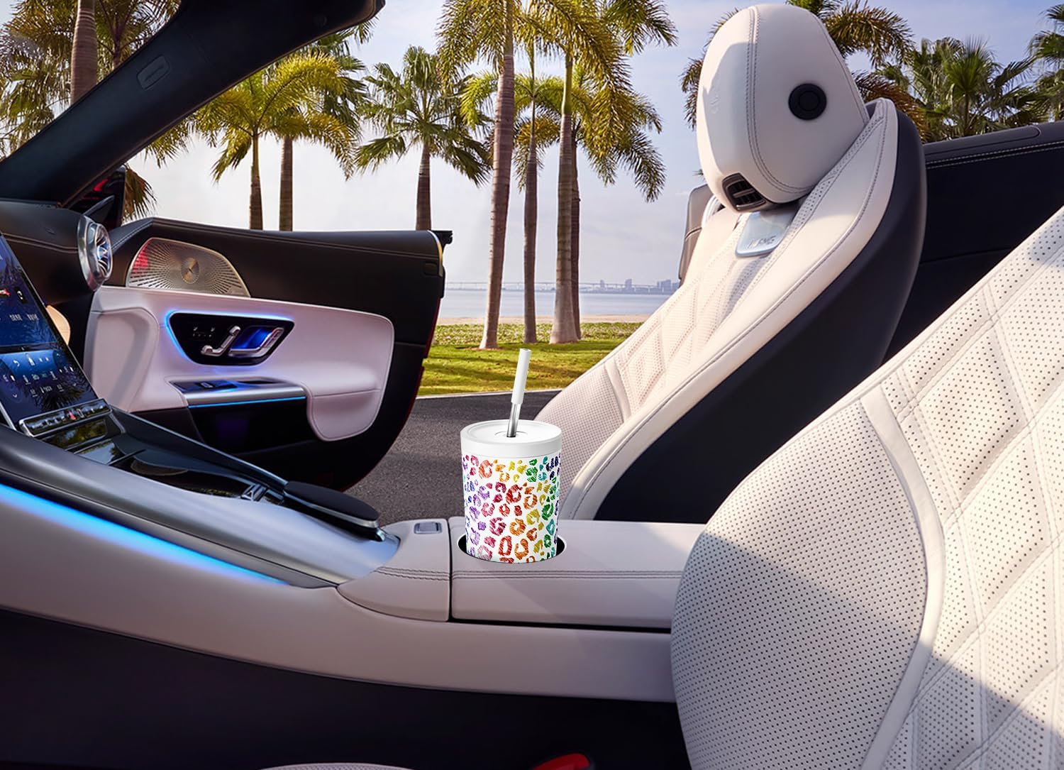 Meoky 24 oz Insulated Tumbler with Lid and Straw, Stainless Steel Vacuum Insulated Tumbler, Keeps Cold for 24 Hours, 100% Leak Proof, Fits in Car Cup Holder (Kiss) - Image 4