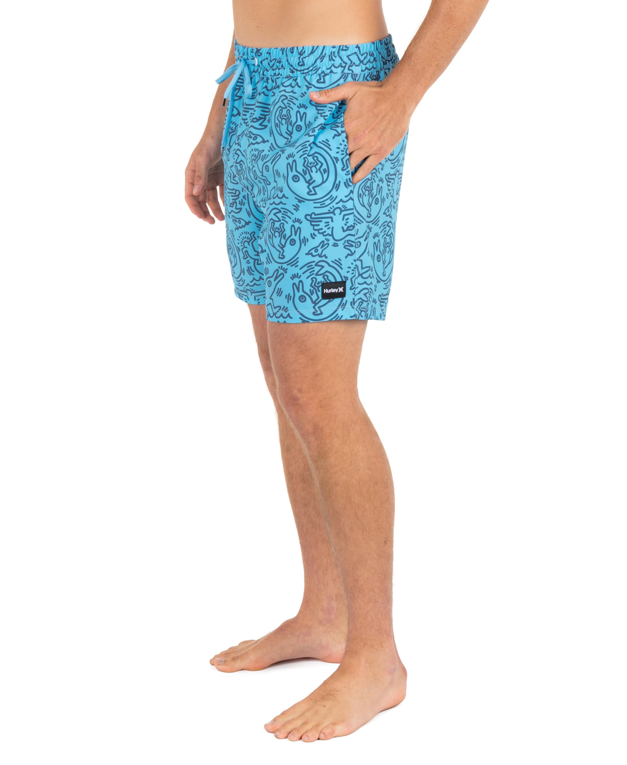 Hurley Herren-Badeshorts, 4-Wege-Stretch, 15,2 cm Innennaht, 43,2 cm Außennaht, schnell trocknende Badehose, elastischer Bund