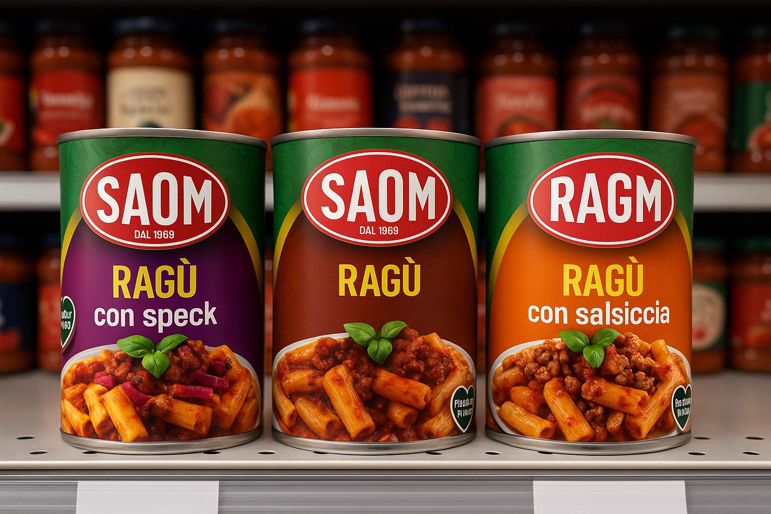 Ragù Pronto in Lattina Assortito 12x180g – Classico, con Salsiccia e con Speck, Ricetta Tradizionale Italiana, Totale 2,16 kg – Sugo Ricco e Gustoso per Pasta, Gnocchi, Lasagne