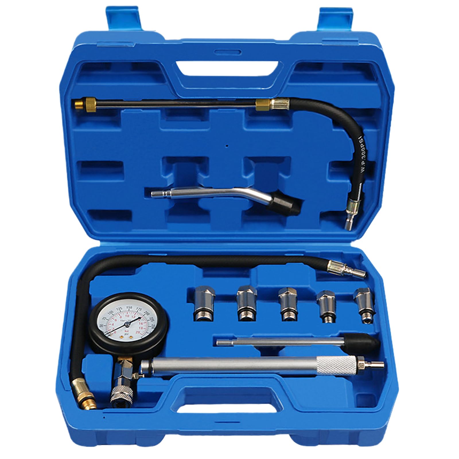 Set di tester di compressione per auto, tester di compressione, motore a benzina, 0-300 PSI/0-20 bar, tester di compressione per auto, benzina, controllo della compressione, misuratore di compressione