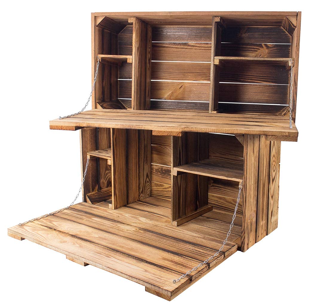 Vinterior Großer geflammter Hängeschrank mit integrierter Arbeitsplatte 81x41x31cm