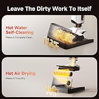 Vista 6 de uwant D100 - Aspiradora y trapeador en seco y húmedo todo en uno con 18000Pa de succión, auto limpieza, antiolor, empuje de palo, mopa de doble