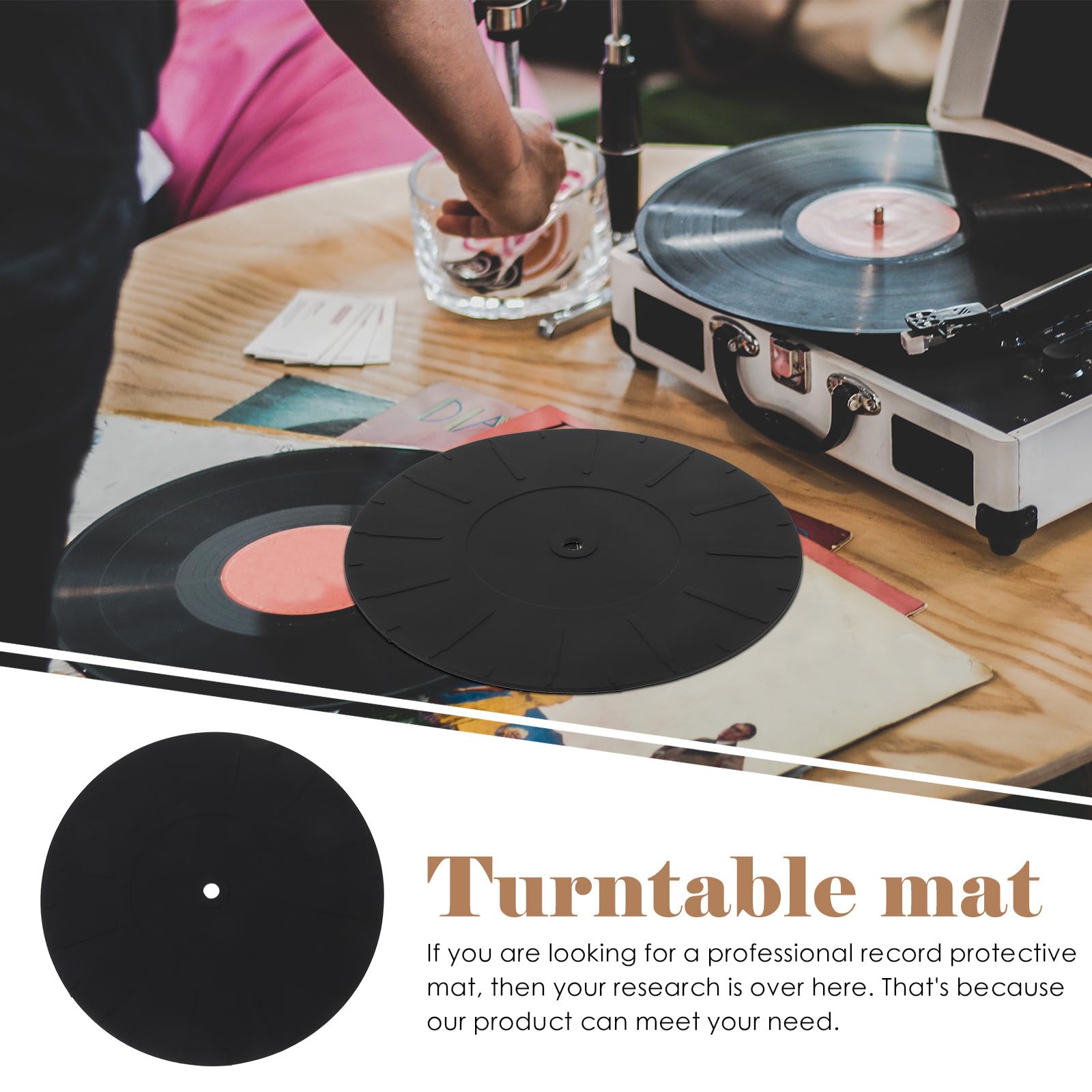 POPETPOP Alfombrilla de 170mm de Silicona para Tocadiscos Antideslizante Protector Antiestático que Aumenta Adhesión y Reduce Vibración en Discos de Vinilo