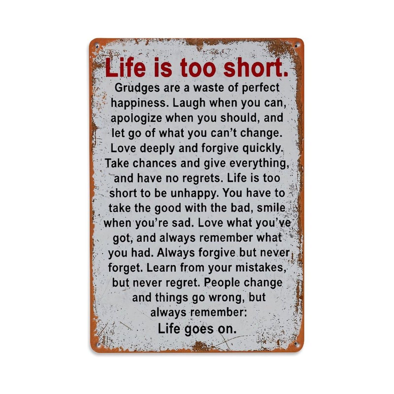 Jdfenggu Vintage Life Is Too Short Quote Retro Metal Tin Sign, Metal Poster For Bar, Home, Man Cave, Kitchen, Laundry Room Art Decor 8X12 Inch
