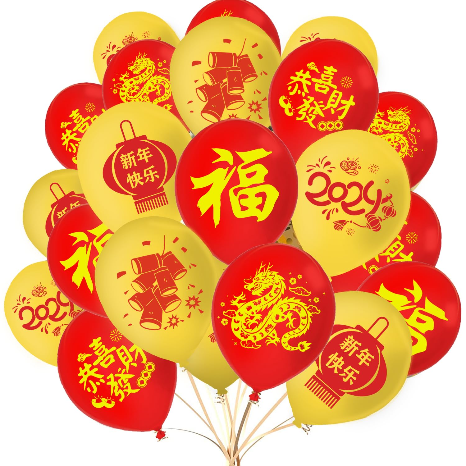 60Pcs Chinese New Year Decorations Balloons Chinese New Year Balloons with Fu Luck Lantern Fortune Balloons Spring Festival Latex Balloon for Chinese New Year Celebration Party Decoration